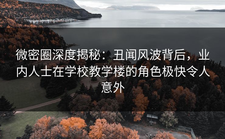 微密圈深度揭秘：丑闻风波背后，业内人士在学校教学楼的角色极快令人意外