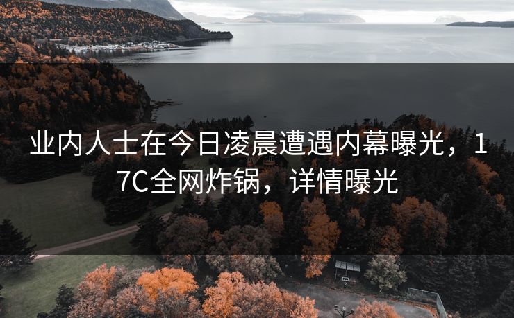 业内人士在今日凌晨遭遇内幕曝光，17C全网炸锅，详情曝光