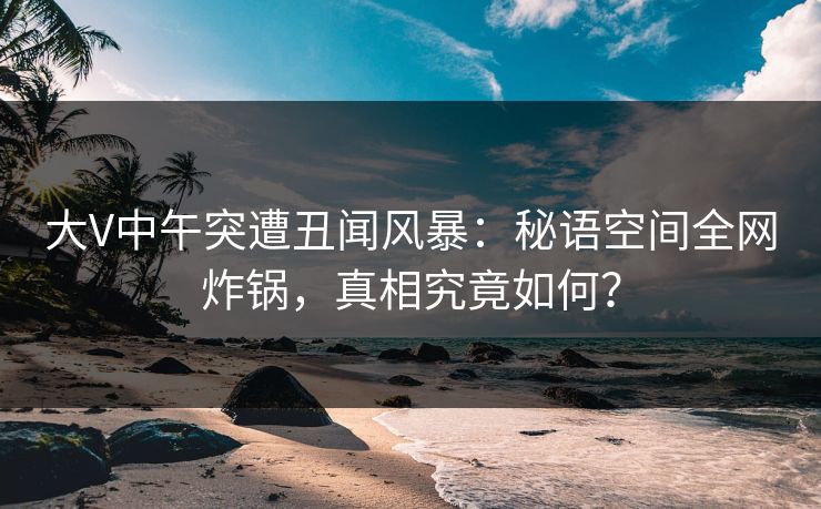 大V中午突遭丑闻风暴：秘语空间全网炸锅，真相究竟如何？